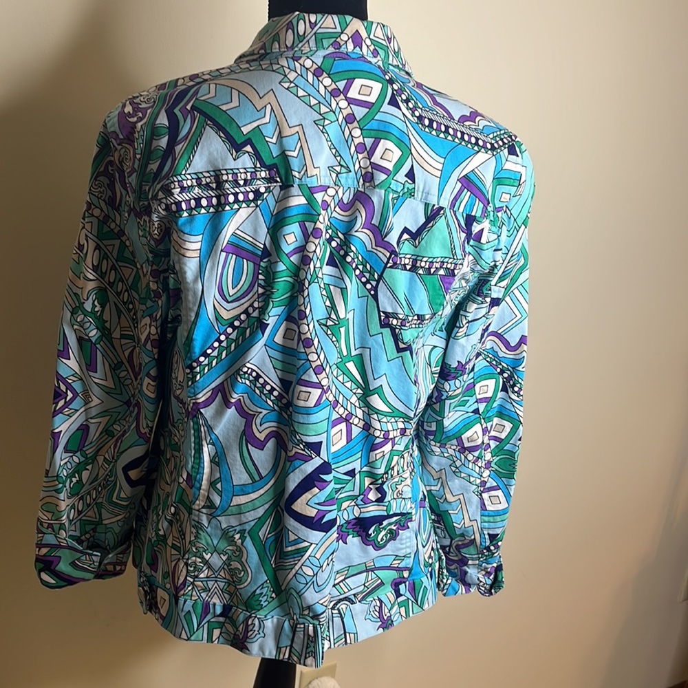 Chico’s Size 2 Fun Patterned Jacket/Blazer. Metal… - image 5